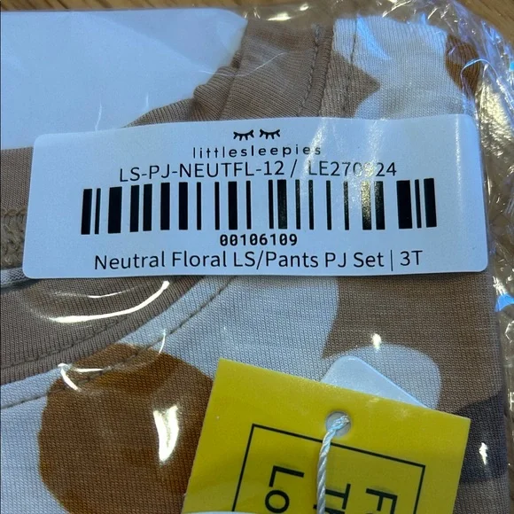 Little Sleepies Neutral Floral Long Sleeve Tee - Brown and White - Picture 2 of 3